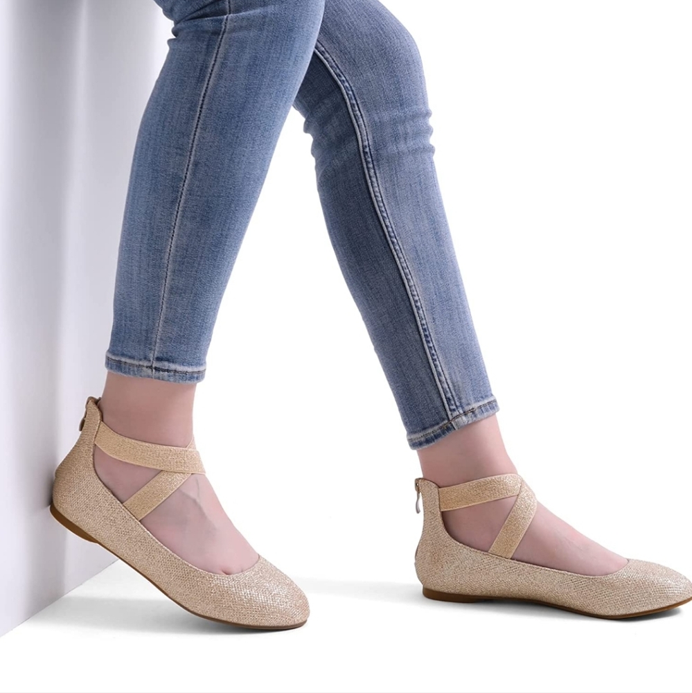 Dream Pairs Gold Ballet Flats
